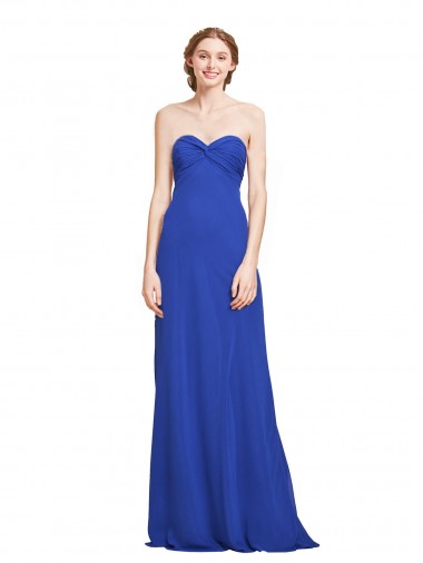 Shop Sweetheart Neckline Chiffon Ruched Bodice Tie Back Bridesmaid Dress UK