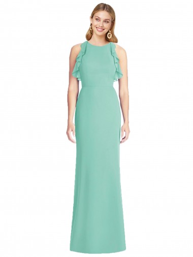 Shop Jewel Neck Mermaid Open Back Chiffon Bridesmaid Dress UK