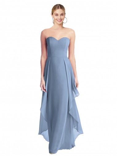 Shop Strapless Chiffon Bridesmaid Dress with Skirt Overlay UK