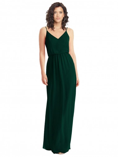 Shop V-Neck Blouson Bodice Chiffon Maxi Bridesmaid Dress UK
