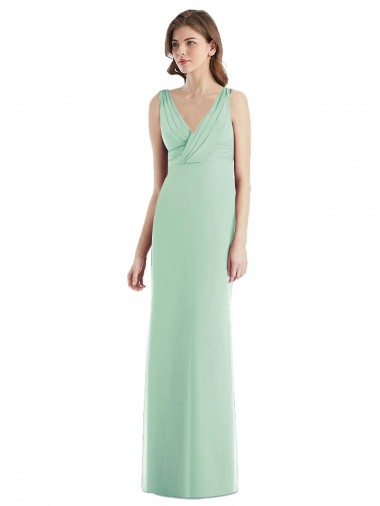 Shop Sleek Open Back Chiffon V-Neck Bridesmaid Dress UK