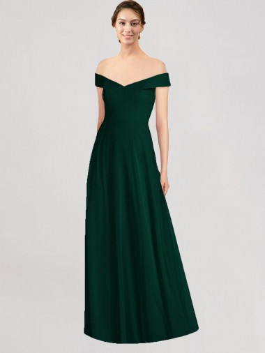 Shop Full length Off the Shoulder Chiffon Bridesmaid Dress UK