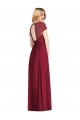 V-Neck Cap Sleeves Sheer Back Chiffon Bridesmaid Dress
