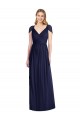 V-Neck Cap Sleeves Sheer Back Chiffon Bridesmaid Dress