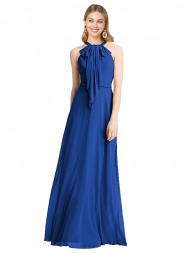 Shop Plunging V-Back Long Full Length Chiffon Bridesmaid Dress UK
