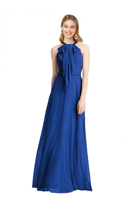 Plunging V-Back Long Full Length Chiffon Bridesmaid Dress