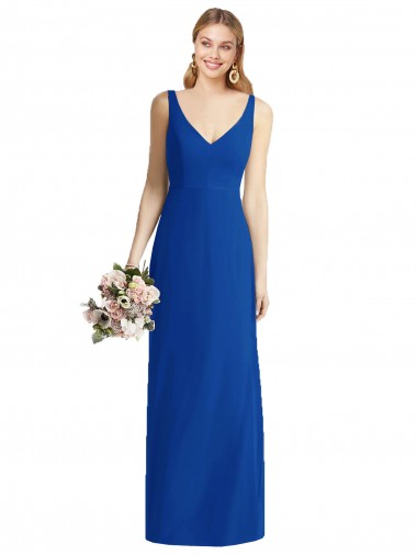 Shop Sleeveless V-Back Long Trumpet Chiffon Bridesmaid Dress UK