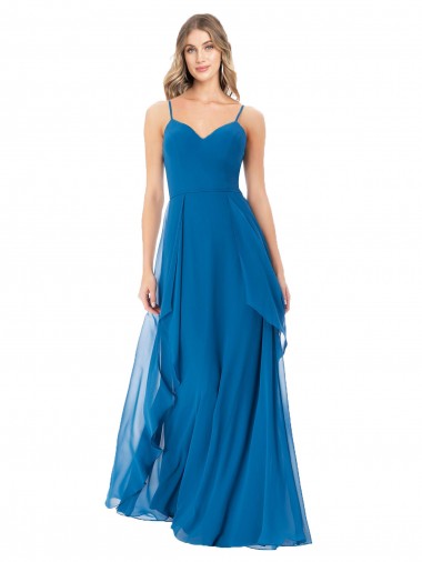 Shop Simple Sweetheart Chiffon Bridesmaid Dress with Cascading Overlay UK