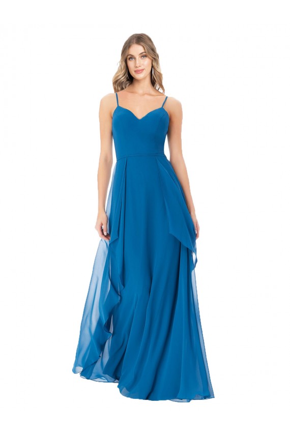 Simple Sweetheart Chiffon Bridesmaid Dress with Cascading Overlay