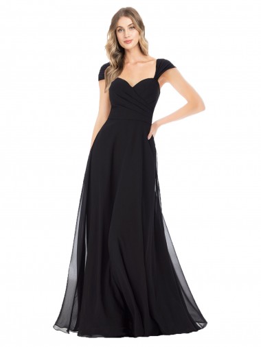 Shop Sweetheart Cap Sleeves Chiffon Bridesmaid Dress UK