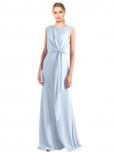 Shop Illusion Boat Neck Long Full Length Chiffon Bridesmaid Dress with Keyhole Back UK
