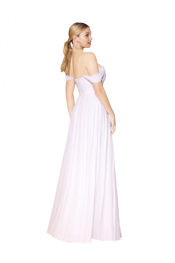 Off the Shoulder Long Full Length Chiffon Bridesmaid Dress / Formal Prom Dress