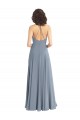 Slim A-Line Cowl Neck Long Chiffon Bridesmaid Dress with Side High Slit