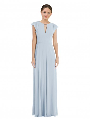 Shop Flutter Sleeve V Keyhole Chiffon Maxi Formal Bridesmaid Dress UK