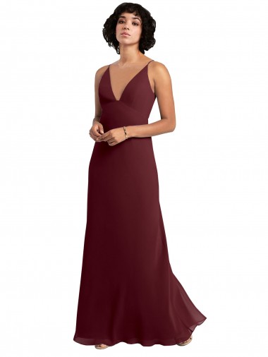 Shop Notched Neckline Empire Waist Chiffon Slip Bridesmaid Dress UK