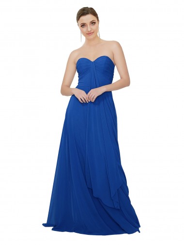 Shop Strapless Sweetheart Draped Chiffon Bridesmaid Dress UK
