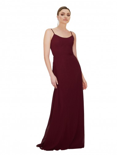 Shop Scoop Neck Tied Keyhole Back Chiffon Bridesmaid Dress UK