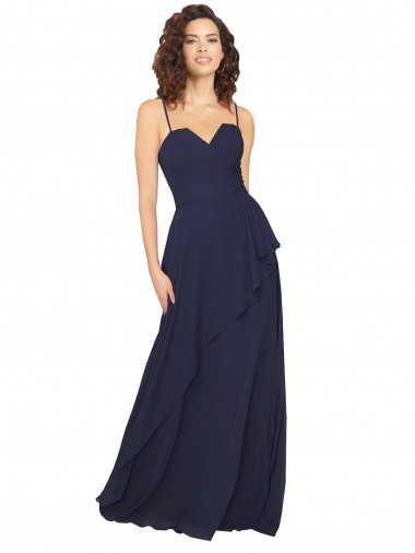 Shop Ruffled Skirt Low Back Long Chiffon Bridesmaid Dress UK
