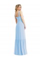 Tie Shoulder Bustier Bodice Ruffle Hem Maxi Bridesmaid Dress