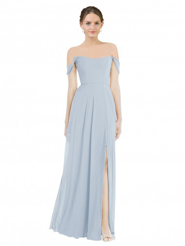 Shop Off the Shoulder Basque Neck Maxi Bridesmaid Dress with Flounce Sleeves UK