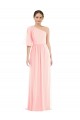 One Shoulder Bell Sleeves Chiffon Maxi Bridesmaid Dress