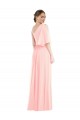 One Shoulder Bell Sleeves Chiffon Maxi Bridesmaid Dress