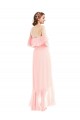 Off the Shoulder Ruffled High Low Maxi Bridesmaid Dress