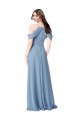 High Neck Chiffon Bridesmaid Dress with Draped Sleeves