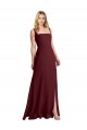 Square Neckline Soft A-Line Chiffon Bridesmaid Dress with Side Slit