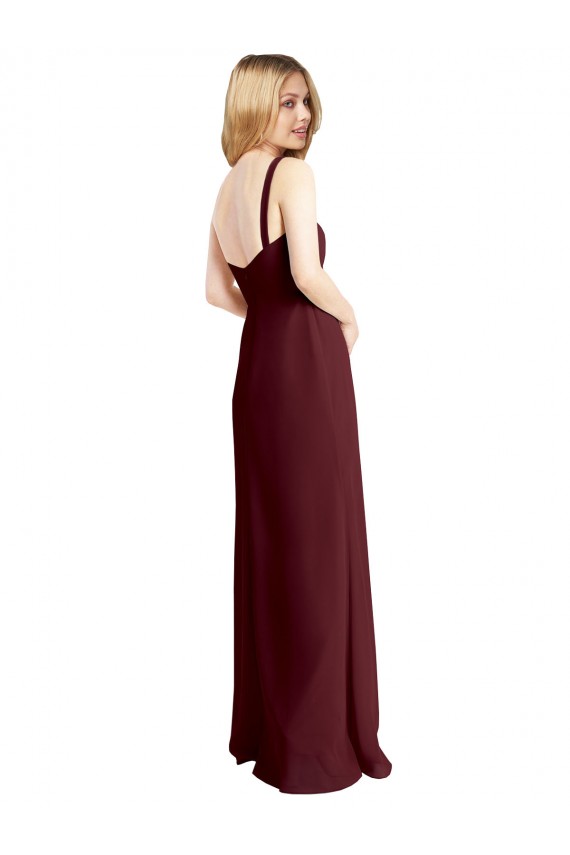 Square Neckline Soft A-Line Chiffon Bridesmaid Dress with Side Slit