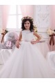 Ivory Ball Gown Bateau Chapel Train Sleeveless Flower Girl Dress