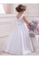 Ivory Ball Gown Bateau Floor Length Flower Girl Dress