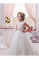 Ivory Ball Gown Bateau Neck Chapel Train V-Back Flower Girl Dress