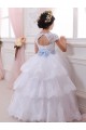Ivory Ball Gown Sweetheart Chapel Train Cap Sleeve Flower Girl Dress