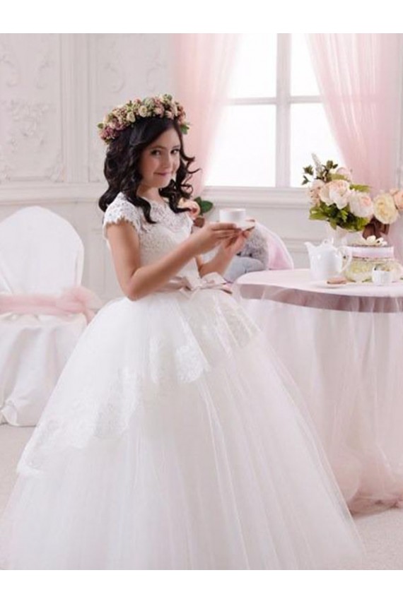 Ivory Ball Gown Sweetheart Floor Length Sleeveless Flower Girl Dress