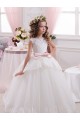 Ivory Ball Gown Sweetheart V-Back Sleeveless Flower Girl Dress