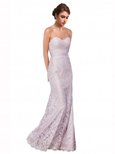 Shop Floor Length Fitted Sweetheart Lace Bridesmaid Dress / Prom Dress UK