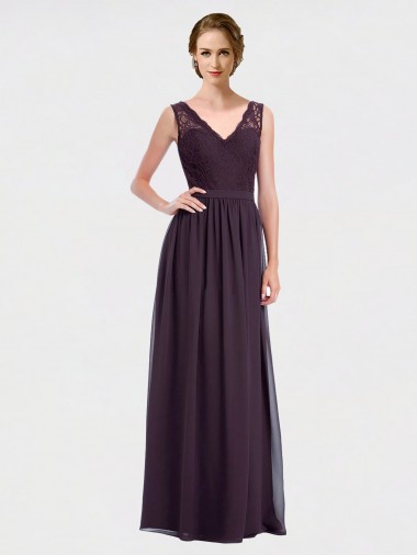 Shop V-Neck Bridesmaid Dress with Corded Lace Bodice UK