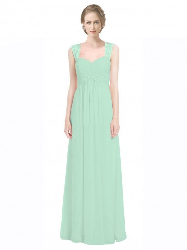 Shop Sweetheart Chiffon Bridesmaid Dress with Lace Straps and Keyhole Back UK