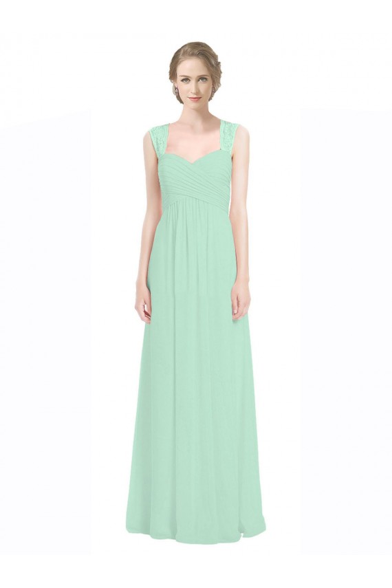 Sweetheart Chiffon Bridesmaid Dress with Lace Straps and Keyhole Back