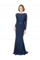 Long Sleeves Floor Length Vintage Lace Bridesmaid Dress with Deep V-Back