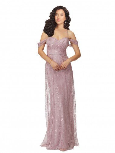 Shop Sweetheart Chantilly Lace Bridesmaid Dress with Off the Shoulder Sleeves UK