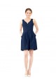 V-Neck A-Line Satin Cocktail Bridesmaid Dress with Pockets