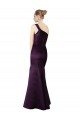 Long Ruched Neckline One Shoulder Satin Bridesmaid Dress / Prom Dress