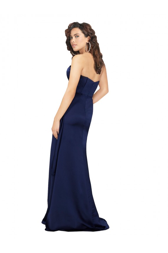 Floor Length Wrap Skirt Formal Silky Satin Bridesmaid Dress / Prom Dress