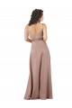 Subtle V-Neckline Formal Silky Satin Bridesmaid Dress with Front Button Detail