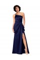 One Shoulder Formal Silky Satin Bridesmaid Dress / Prom Dress with Skirt Slit