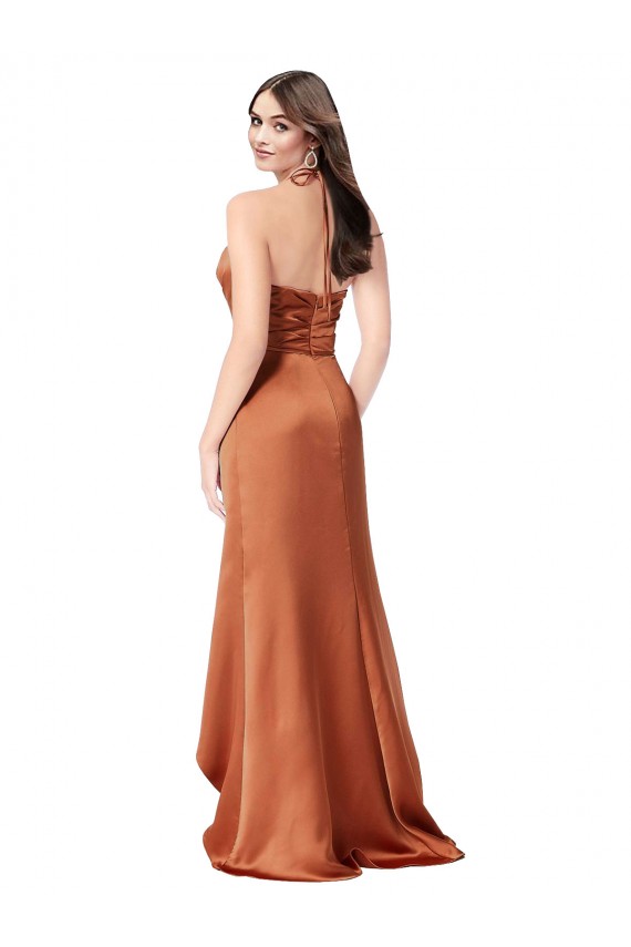 Faux-Wrap Skirt Formal Silky Satin Bridesmaid Dress / Prom Dress