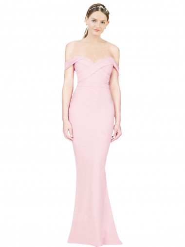 Shop Full Length Off the Shoulder Bridesmaid Dress / Prom Dress with Twist Front UK