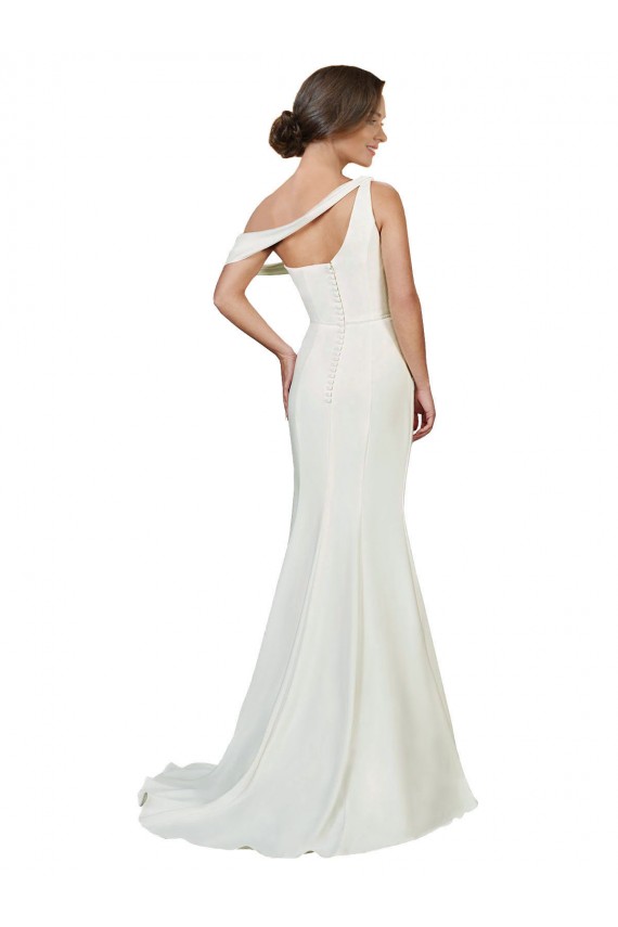 One Shoulder Formal Crepe Bridesmaid Dress / Prom Dress with Draped Off the Shoulder Strap